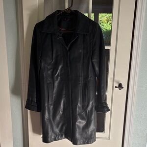 Anne Klein Black Leather Women's Coat